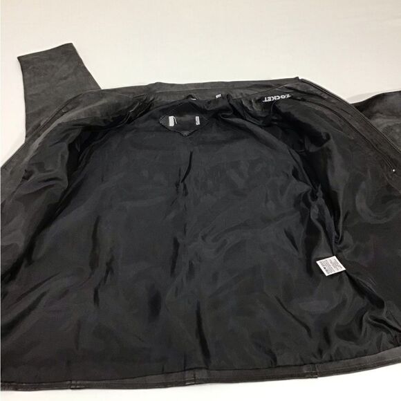 Black Leather Jacket Mercedes Logo New Size Small - Picture 14 of 16